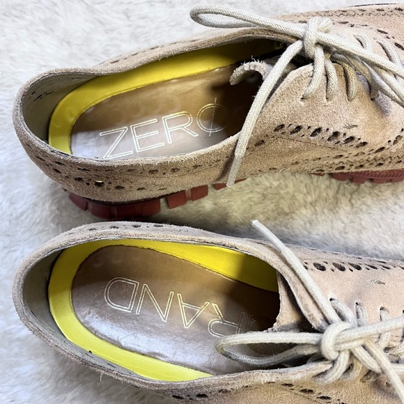 Cole Hann | Zerogrand Tan Suede Wingtip Oxford Men's Size 9.5 - Picture 5 of 14